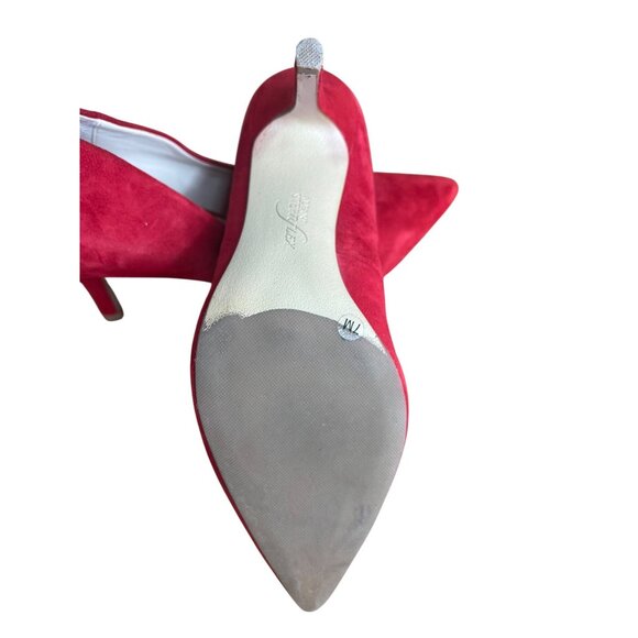 Alfani Jeules Red Faux Suede Pointed Toe Heels Womens Size 7 Medium - Picture 5 of 16